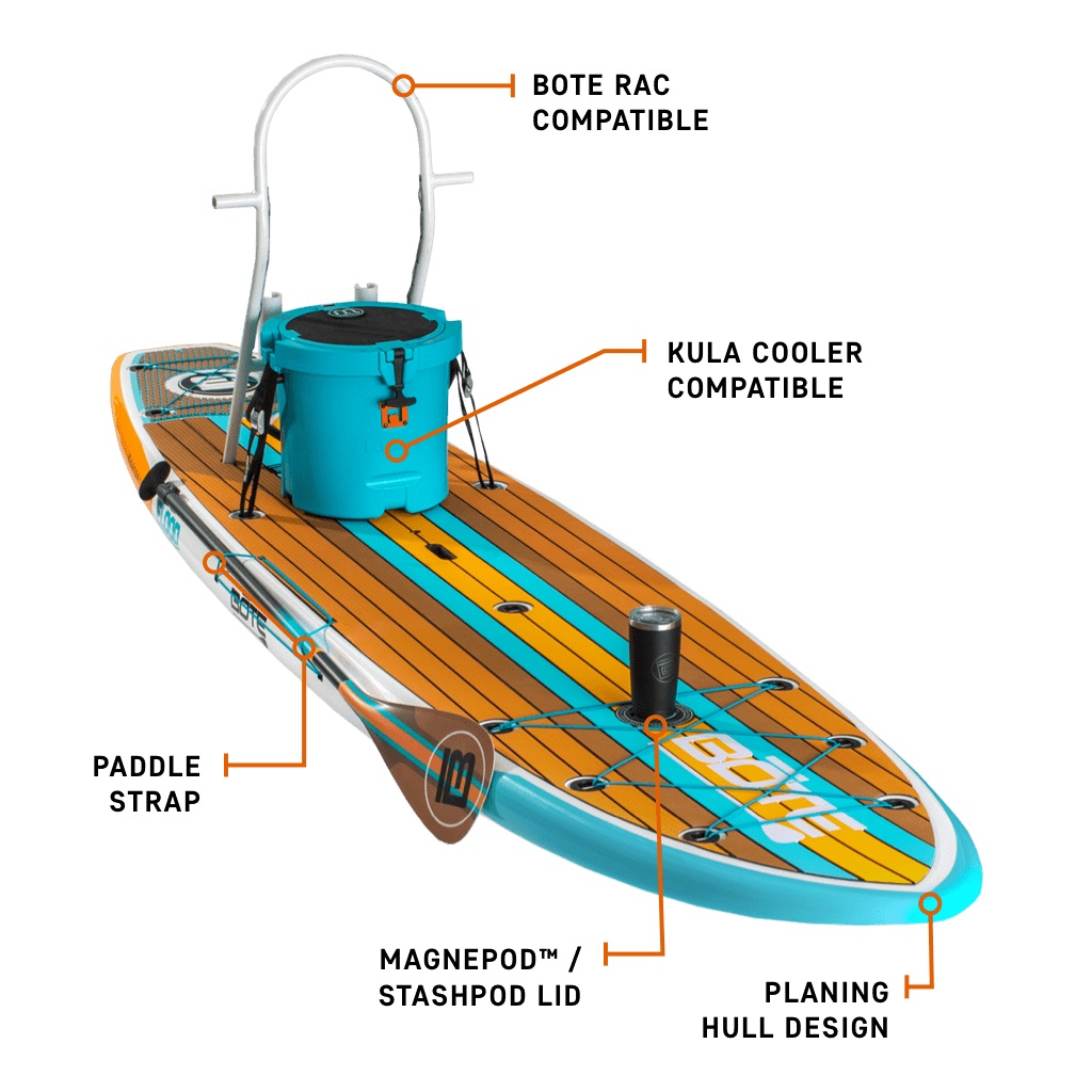 BOTE Flood 12' Paddle Board - Full Trax Ochre Features