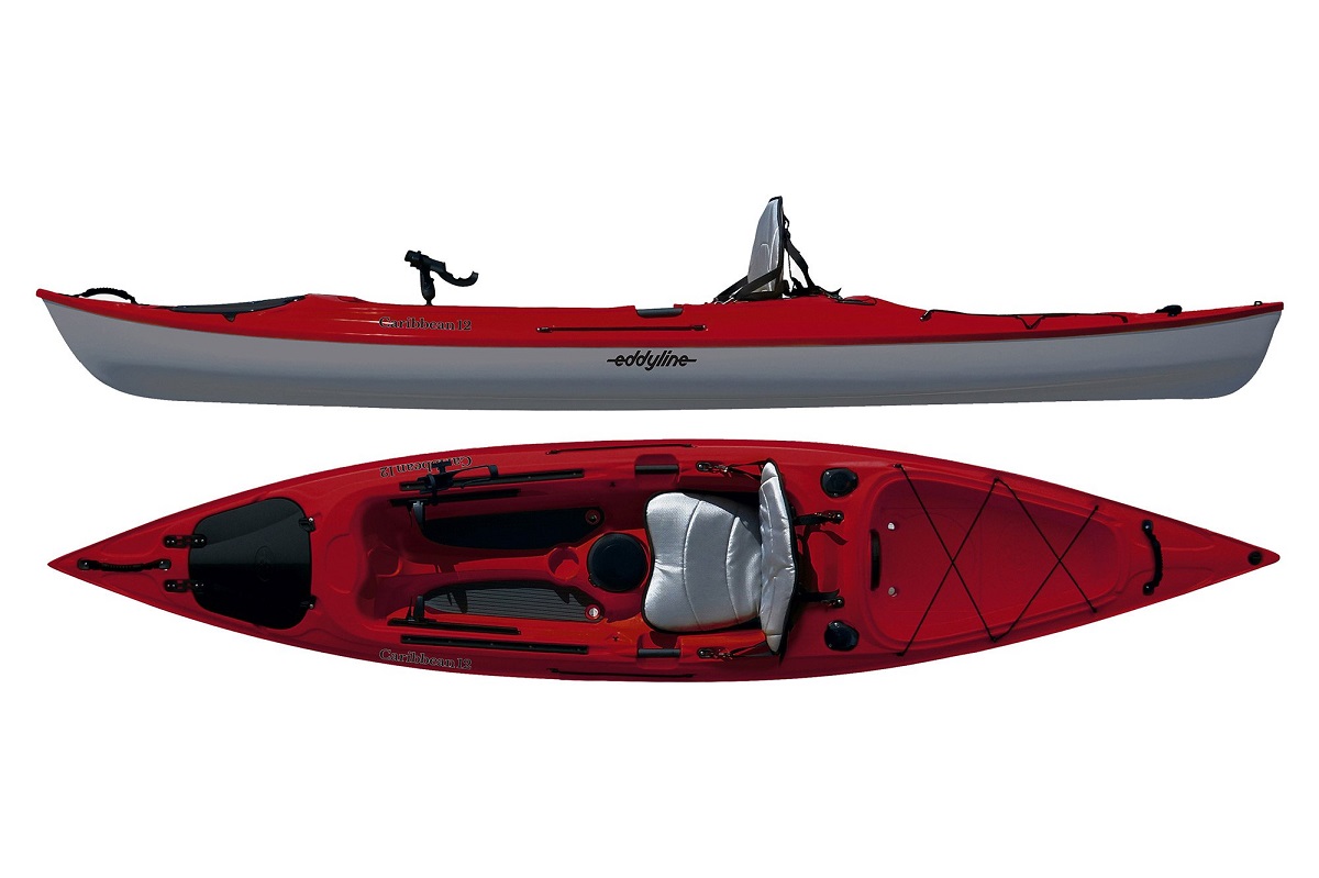 Eddyline Caribbean 12 Angler Kayak - Red Pearl / White