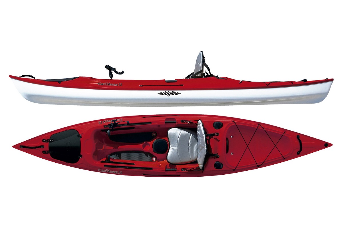 Eddyline Caribbean 12 Angler  Kayak - Red Pearl / White