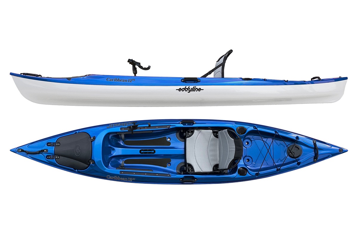 Eddyline Caribbean 12 FS Angler Kayak - Blue / White