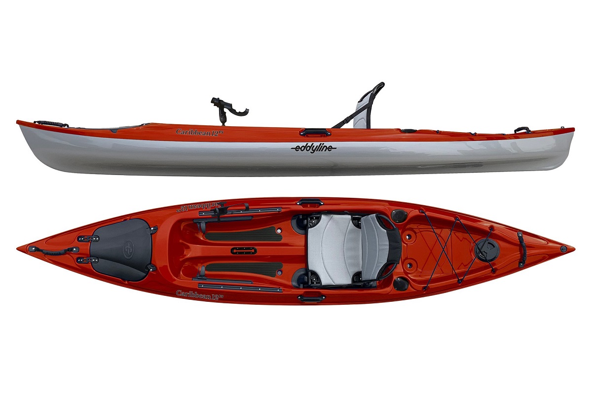 Eddyline Caribbean 12 FS Angler Kayak - Red / Silver