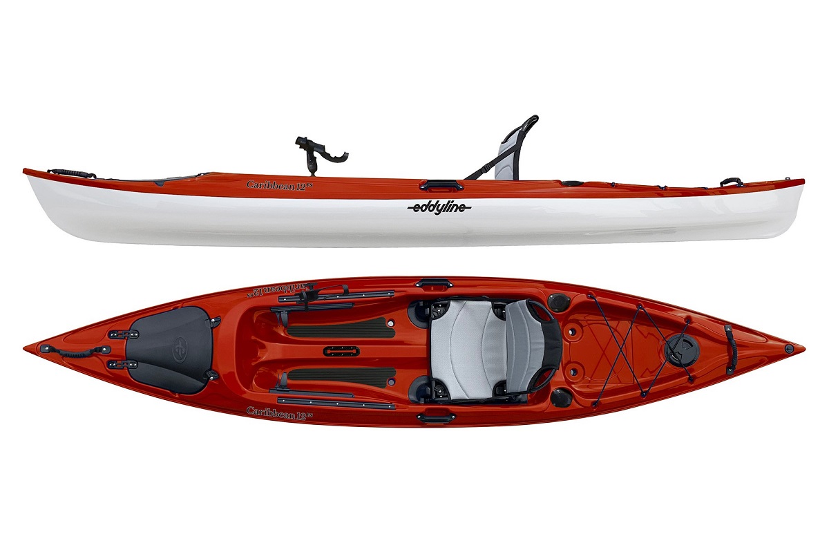 Eddyline Caribbean 12 FS Angler Kayak - Red / White