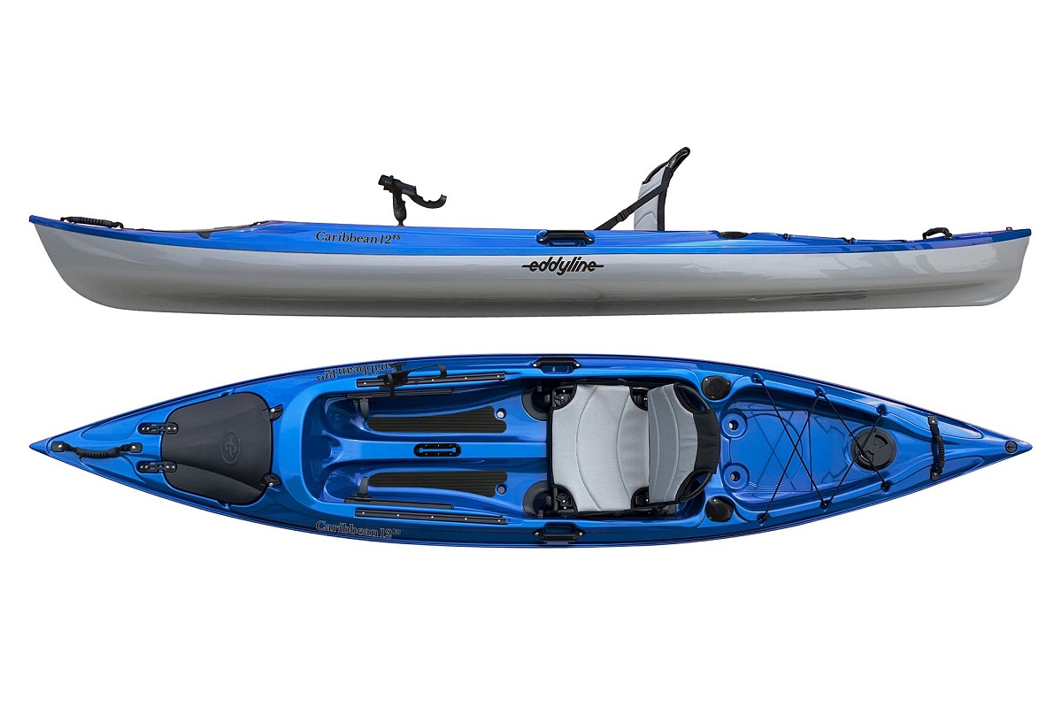 Eddyline Caribbean 12 FS Angler Kayak - Blue / Silver