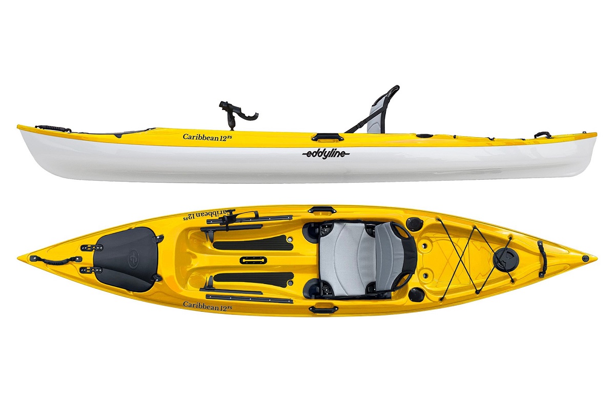 Eddyline Caribbean 12 FS Angler Kayak - Yellow / White