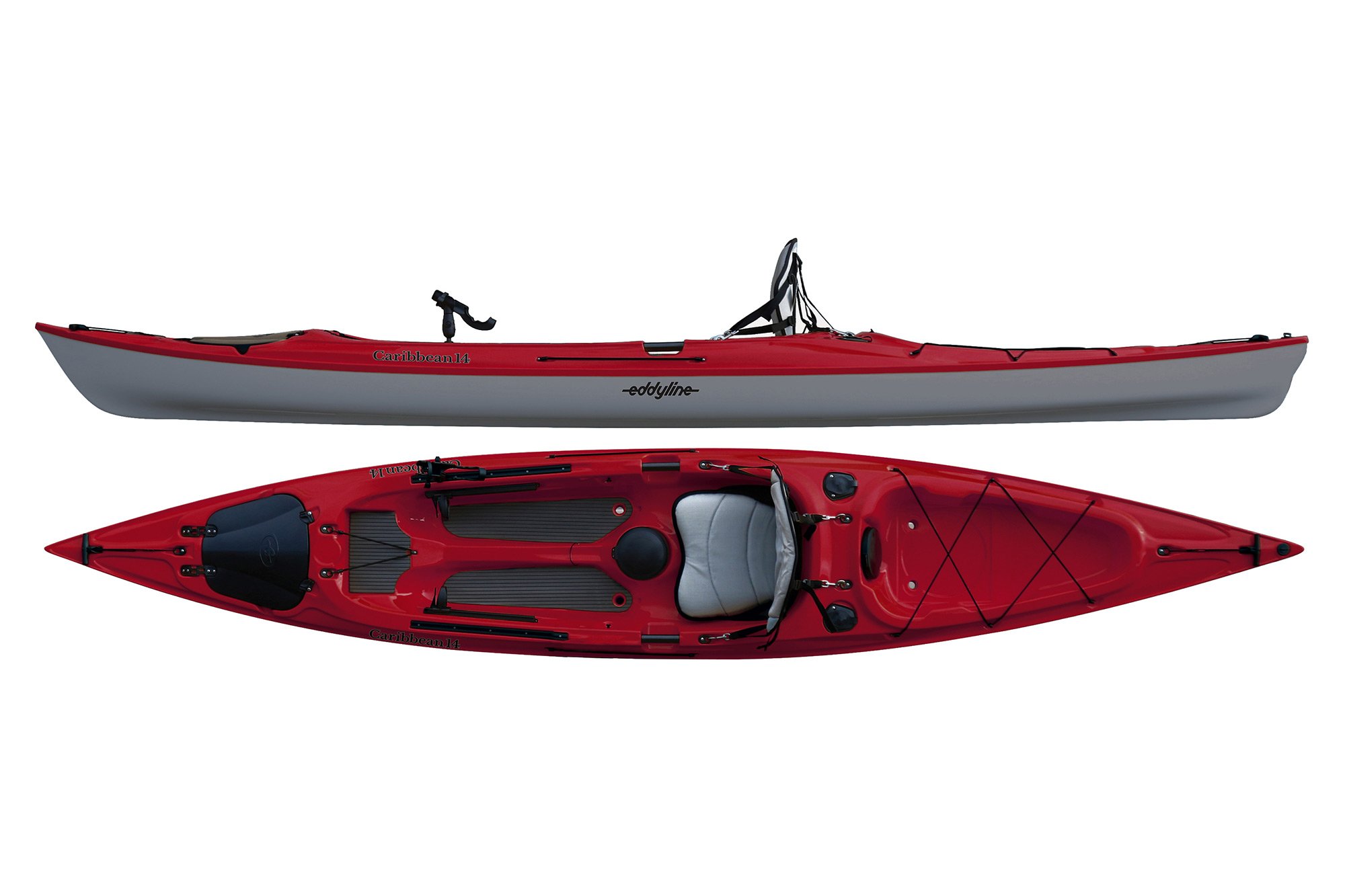 Eddyline Caribbean 14 Angler Kayak - Red Pearl / Silver