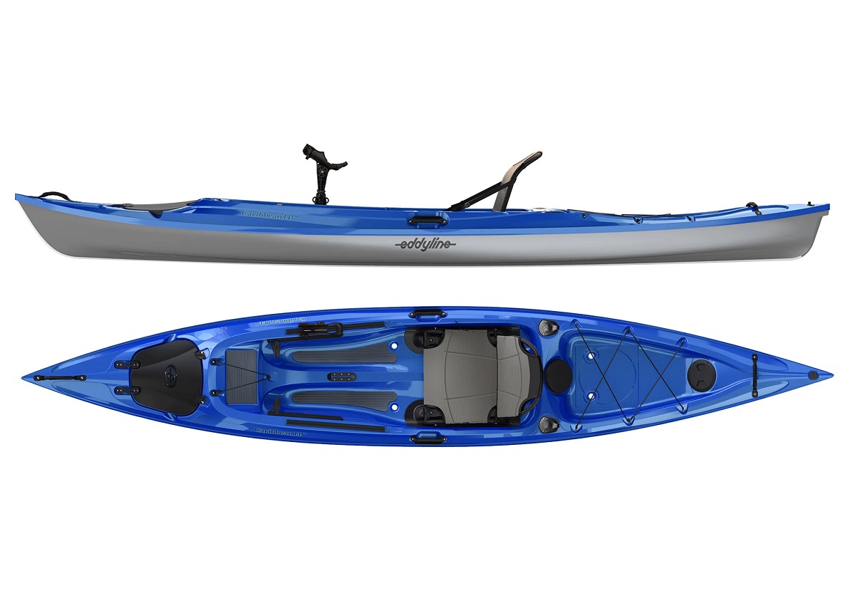 Eddyline Caribbean 14FS Angler Edition Fishing Kayak - Sapphire Blue / Silver