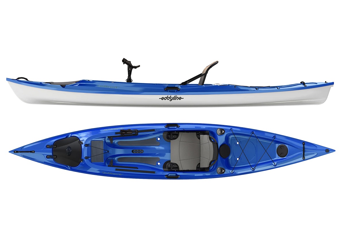 Eddyline Caribbean 14FS Angler Edition Fishing Kayak - Sapphire Blue / White