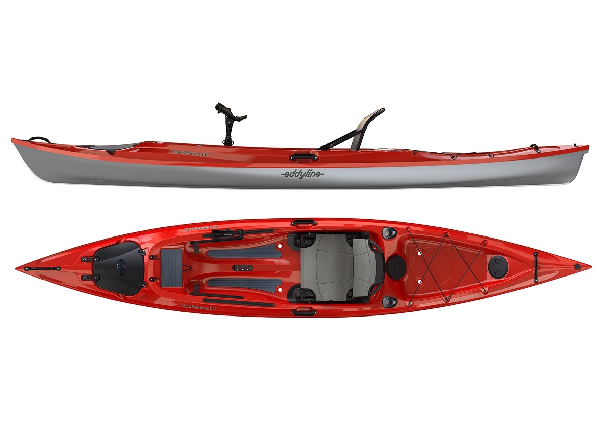 Eddyline Caribbean 14FS Angler Edition Fishing Kayak - Red Pearl / Silver