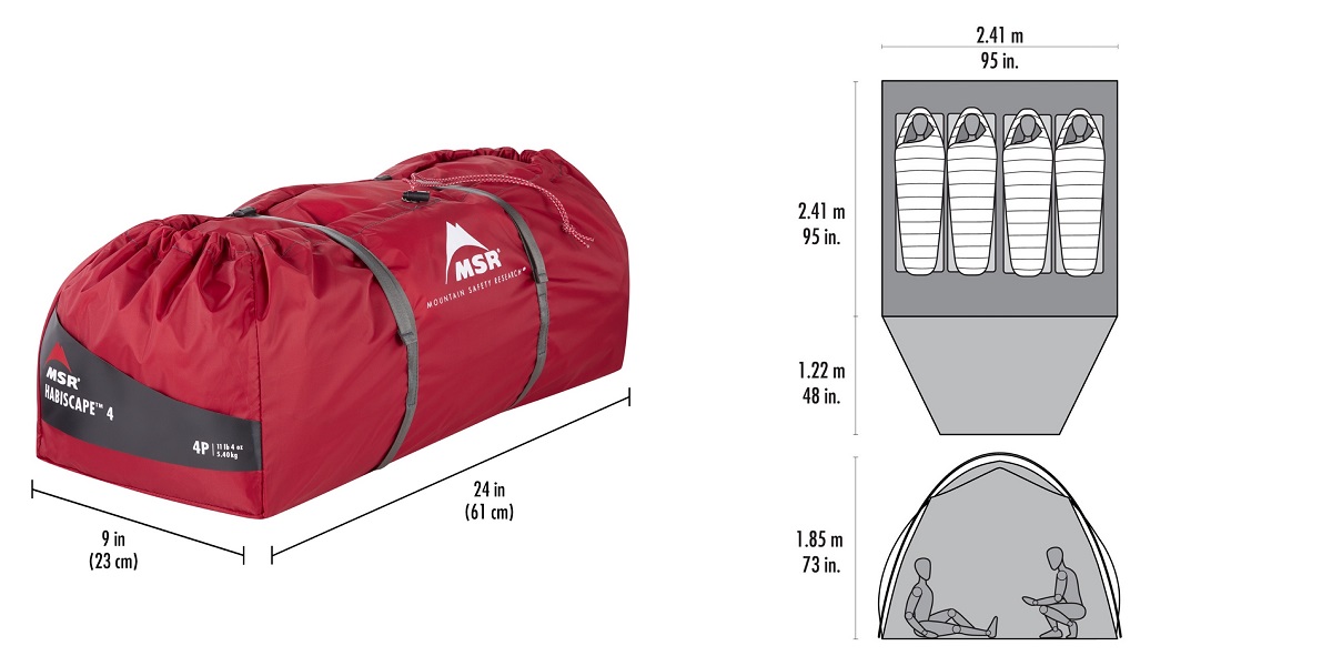 MSR Habiscape 4 Tent - Dimensions