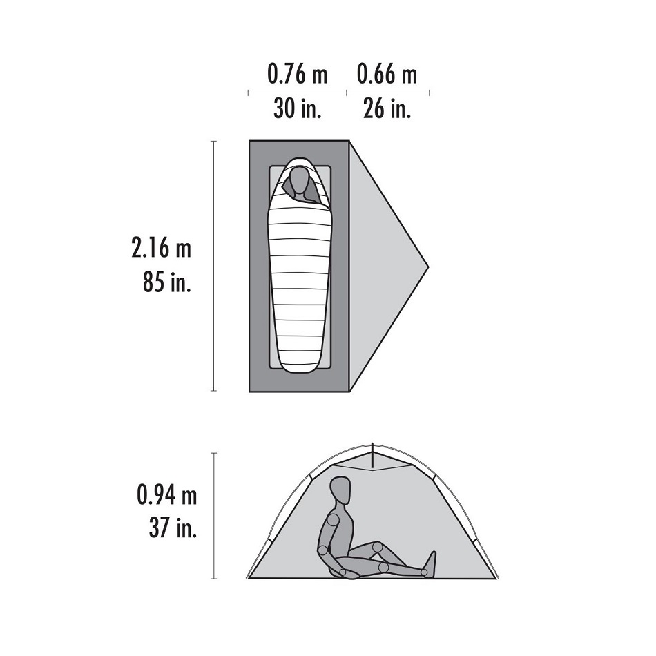MSR Hubba Hubba 1-Person Backpacking Tent - Dimensions