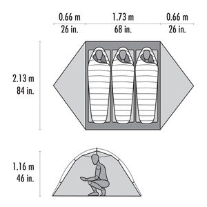 MSR Hubba Hubba 3 Person Backpacking Tent - Dims