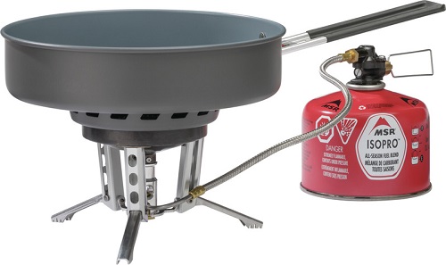 MSR WindBurner Stove System - Ceramic Skillet In Use