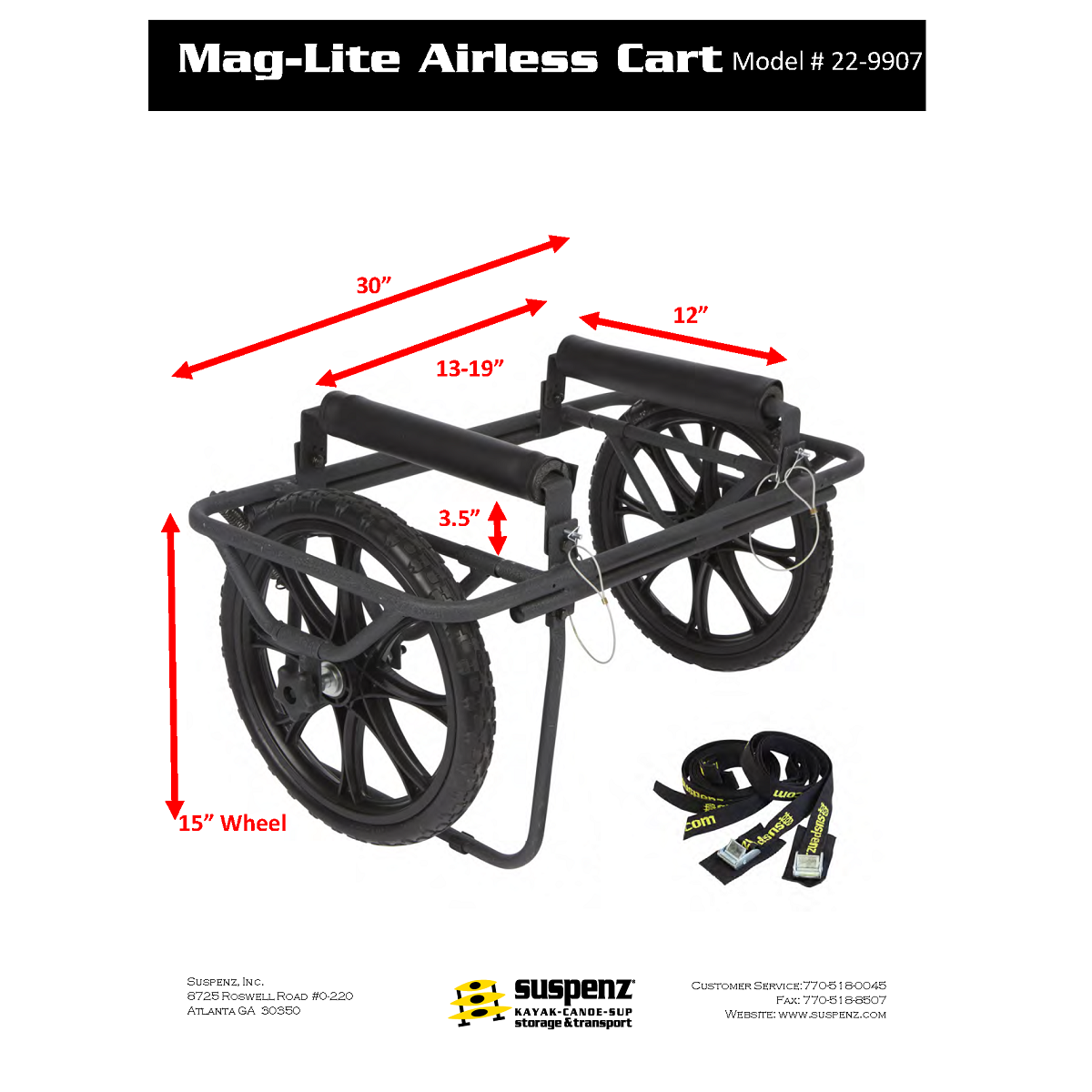 Suspenz All-Terrain Super Duty Airless Cart - Dimensions