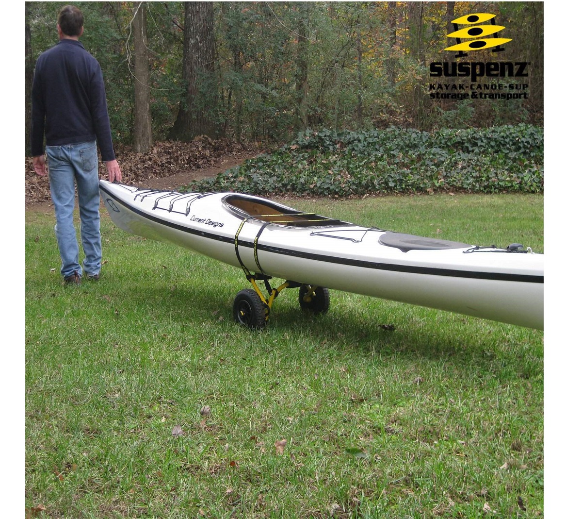 Suspenz Stowable Kayak SK Airless Cart - In Use