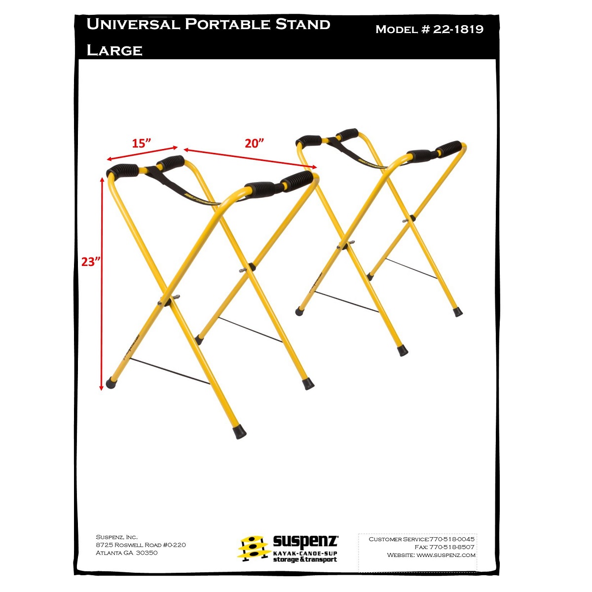 Suspenz Universal Portable Boat Stands - Large Dims