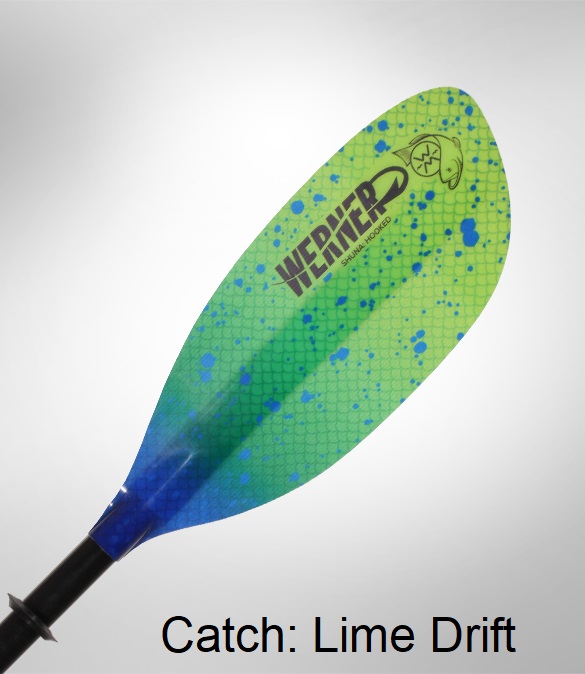 Werner Shuna: Hooked Kayak Fishing Paddle - Lime Drift